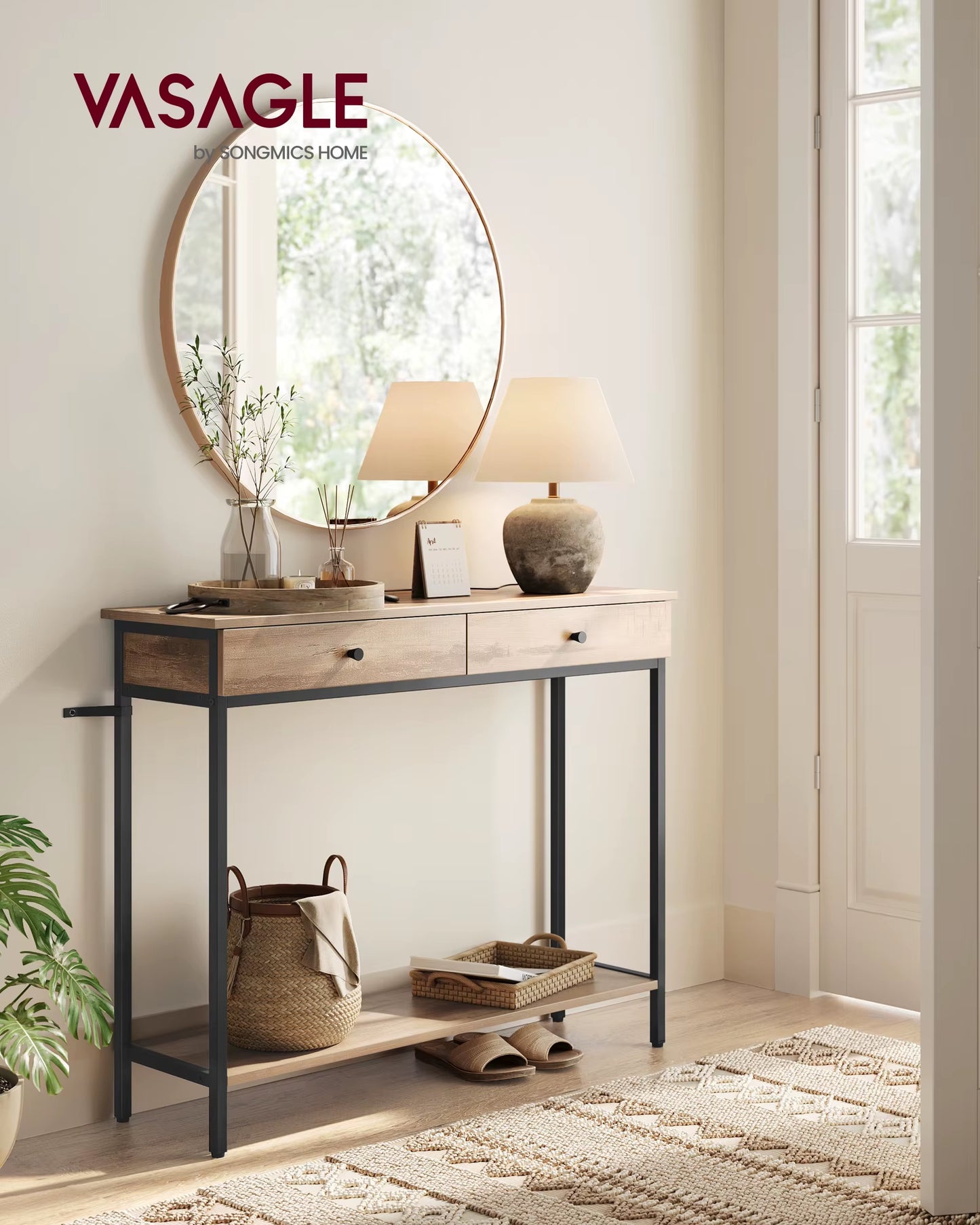 Console Table, Hallway Table, Side Table Table, Sofa Table with 2 Drawers
