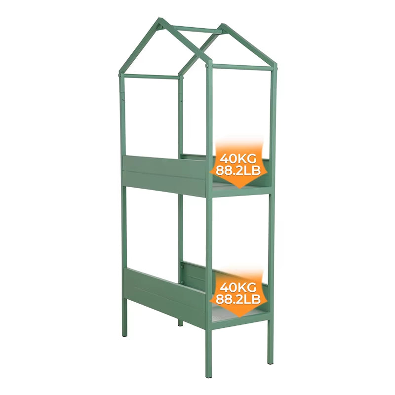 Plant Stand Indoor and Outdoor, 2 Tier Metal Plant Shelf, 59" Tall Plant Stand for Indoor Plant Holder, House-Shaped Plant Rack