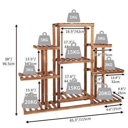 9 Tier Plant Stand Indoor Large Plant Stands Outdoor Wood Tiered Plant Shelf Holder