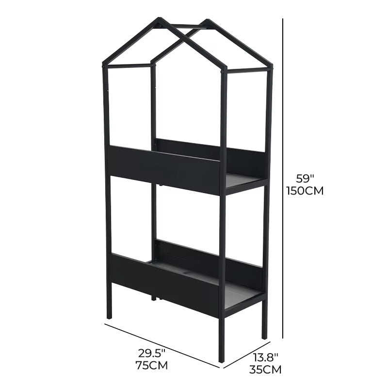 Plant Stand Indoor and Outdoor, 2 Tier Metal Plant Shelf, 59" Tall Plant Stand for Indoor Plant Holder, House-Shaped Plant Rack