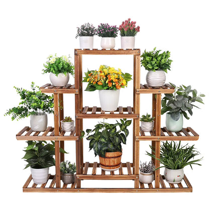 9 Tier Plant Stand Indoor Large Plant Stands Outdoor Wood Tiered Plant Shelf Holder