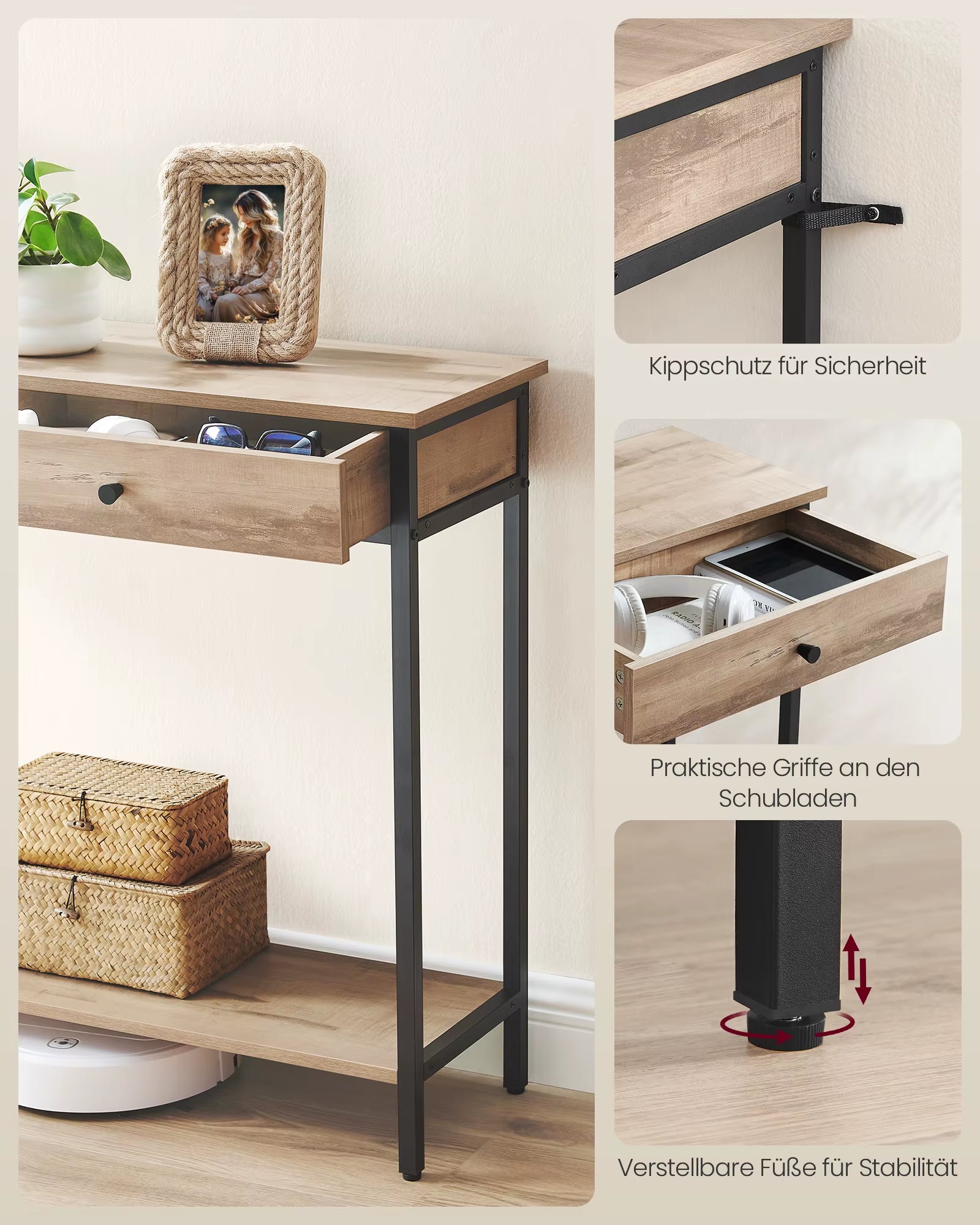 Console Table, Hallway Table, Side Table Table, Sofa Table with 2 Drawers
