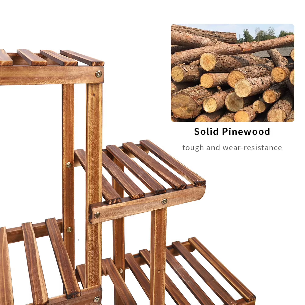 9 Tier Plant Stand Indoor Large Plant Stands Outdoor Wood Tiered Plant Shelf Holder