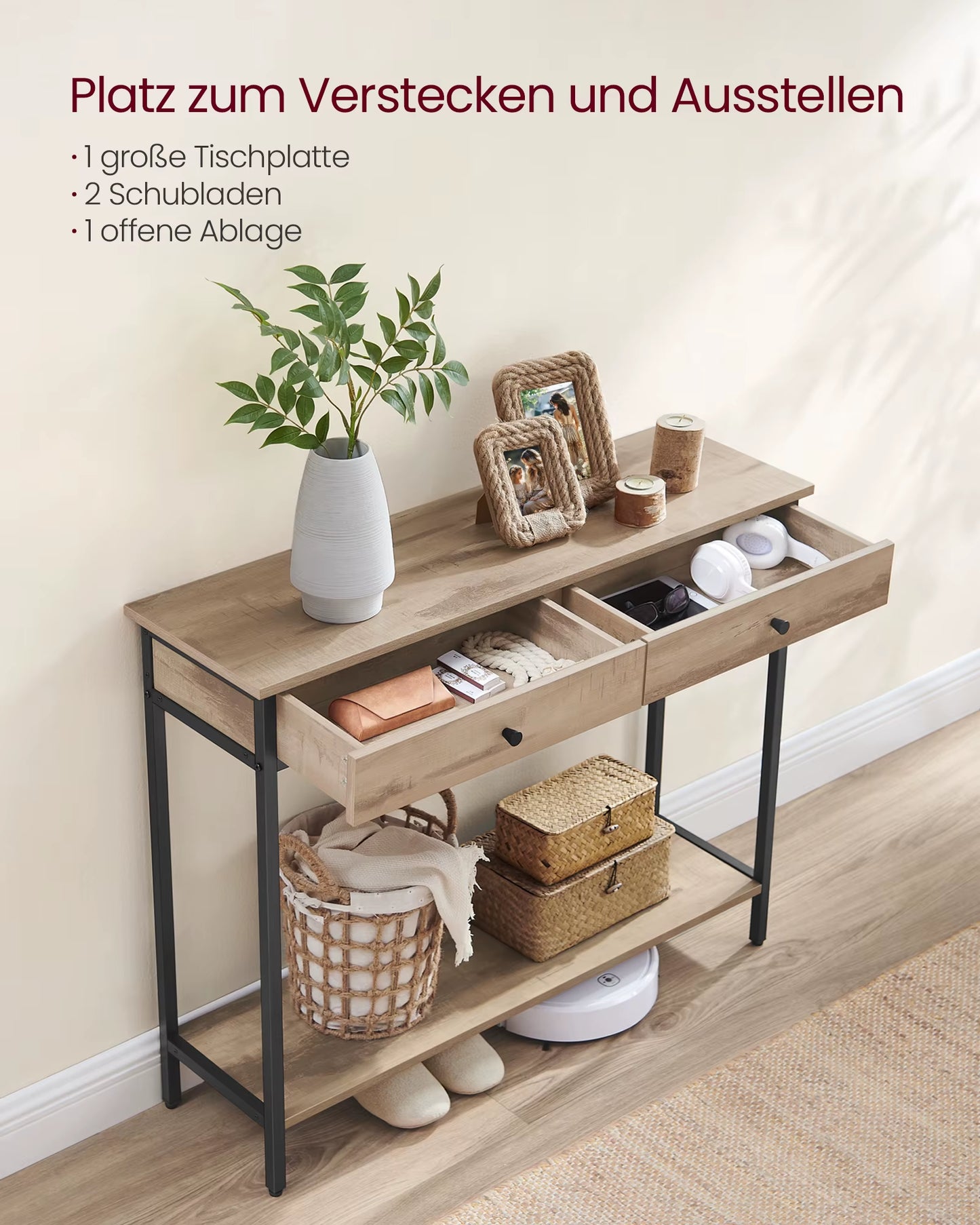 Console Table, Hallway Table, Side Table Table, Sofa Table with 2 Drawers