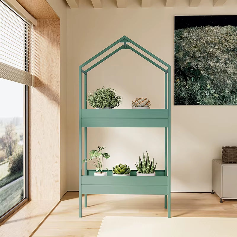 Plant Stand Indoor and Outdoor, 2 Tier Metal Plant Shelf, 59" Tall Plant Stand for Indoor Plant Holder, House-Shaped Plant Rack