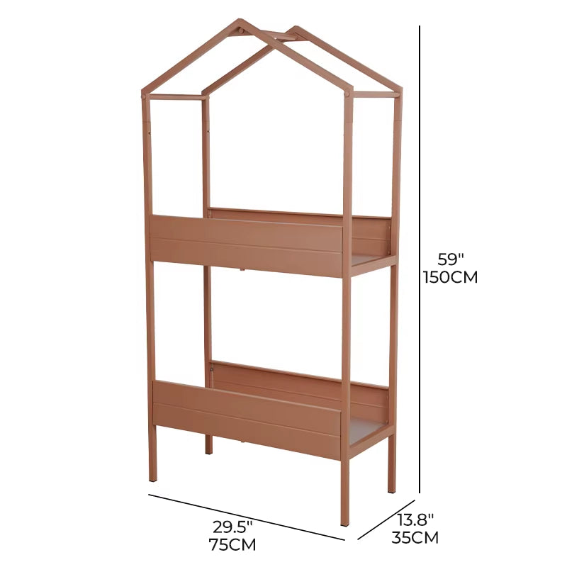 Plant Stand Indoor and Outdoor, 2 Tier Metal Plant Shelf, 59" Tall Plant Stand for Indoor Plant Holder, House-Shaped Plant Rack