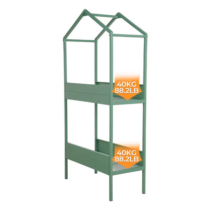 Plant Stand Indoor and Outdoor, 2 Tier Metal Plant Shelf, 59" Tall Plant Stand for Indoor Plant Holder, House-Shaped Plant Rack