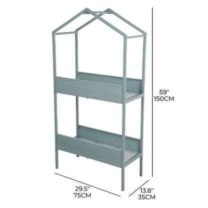 Plant Stand Indoor and Outdoor, 2 Tier Metal Plant Shelf, 59" Tall Plant Stand for Indoor Plant Holder, House-Shaped Plant Rack