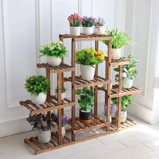 9 Tier Plant Stand Indoor Large Plant Stands Outdoor Wood Tiered Plant Shelf Holder